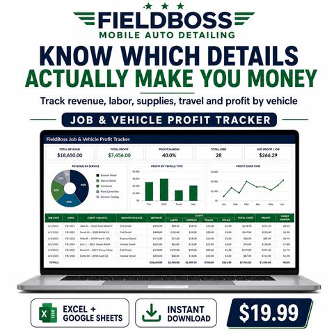 Job & vehicle profit tracker workbook preview
